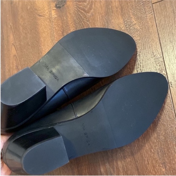 Via Spiga Shoes Cayla Black Leather Low Heel Zipper Ankle Boots New size 8.5 - Picture 8 of 13